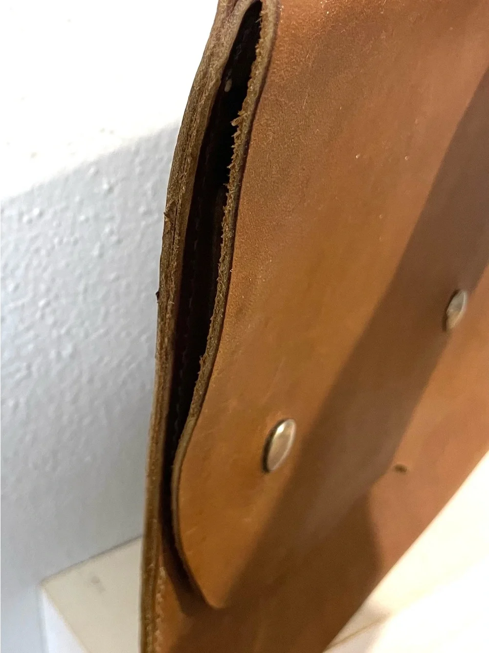Brown Distressed Leather Clutch Bag Envelope Western Boho Minimalist Purse Case